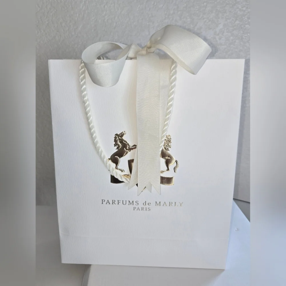 Parfums de Marly White and Gold Gift Bag.